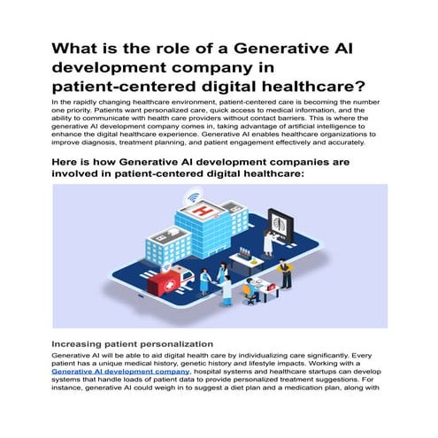 What is the role of a Generative AI development company in patient-centered digital healthcare?.pdf