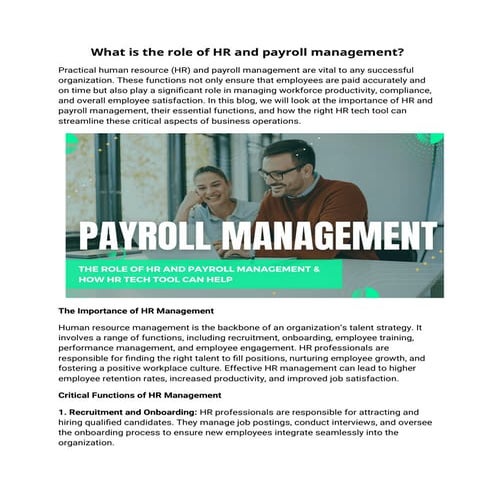 What is the role of HR and payroll management1.docx