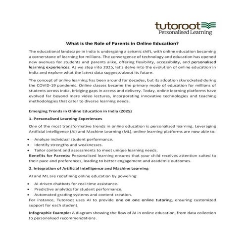 What is the Role of Parents in Online Education?