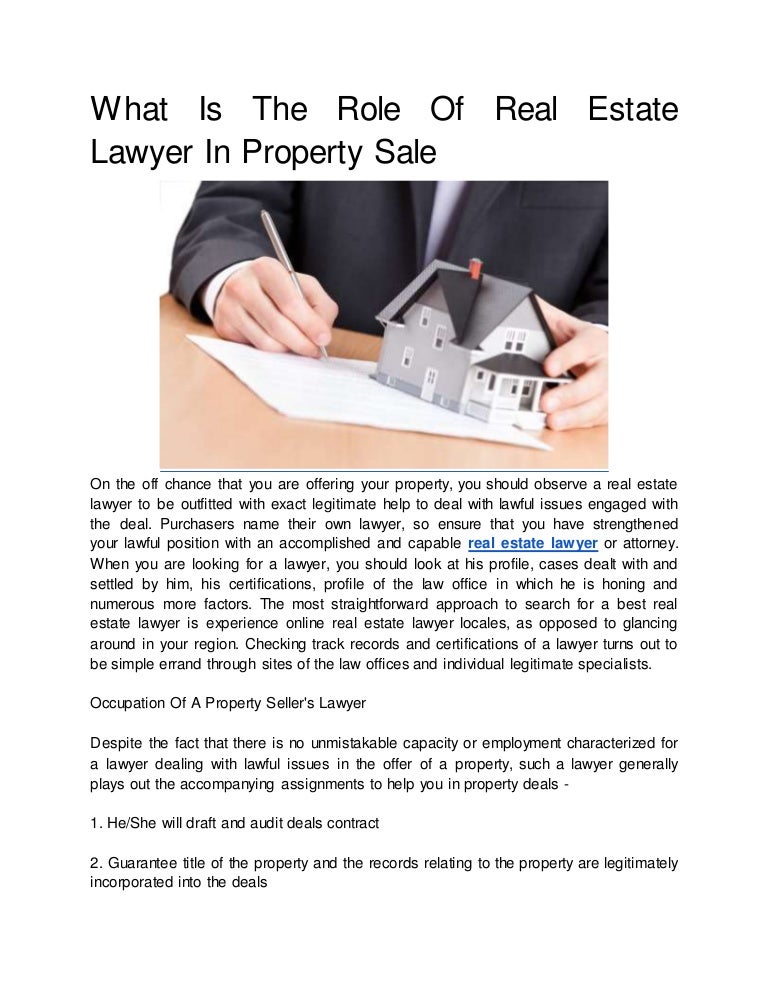 What is the role of real estate lawyer in property sale