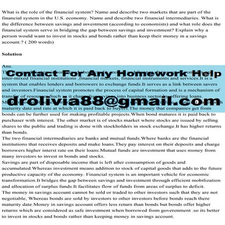 What is the role of the financial system Name and describe two mark.pdf