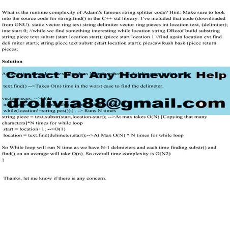 What is the runtime complexity of Adams famous string splitter cod.pdf