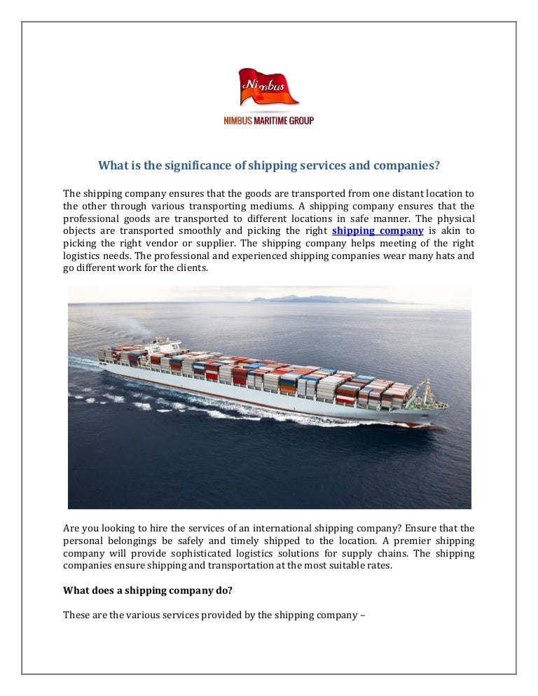 What is the significance of shipping services and companies