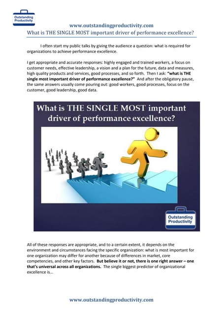 What is the single most important driver of performance excellence