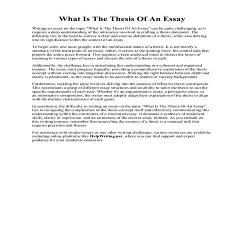 What Is The Thesis Of An Essay. Thesis Introduction Paragraph Example - Thesi...