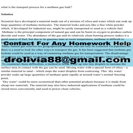what is the transport process for a methane gas leakSolutionS.pdf
