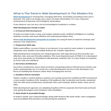 What is the trend in web development in the modern era