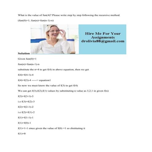 What is the value of fun(4)- Please write step by step following the r.docx