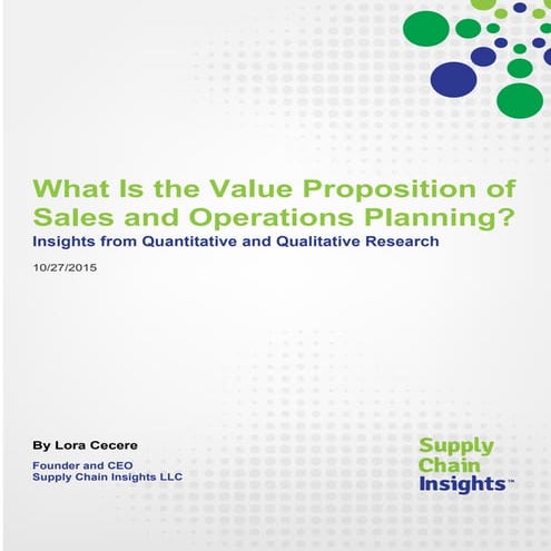 What Is the Value Proposition of Sales and Operations Planning?