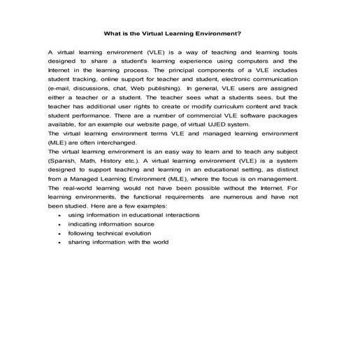 What is the virtual learning environment