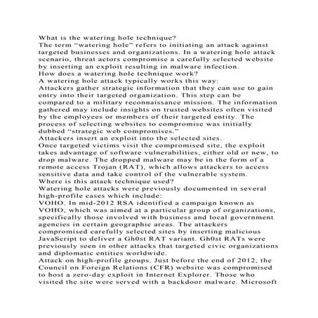 What is the watering hole techniqueThe term watering hole” refer.docx