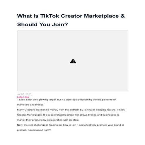 What is TikTok Creator Marketplace & Should You