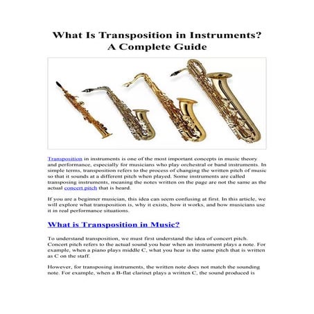 Understanding Transposition in Musical Instruments: A Comprehensive ...