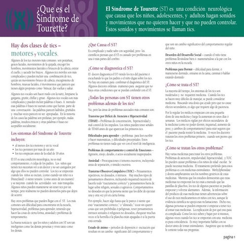 Qué es el Síndrome de Tourette | PDF
