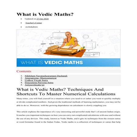 What is vedic maths