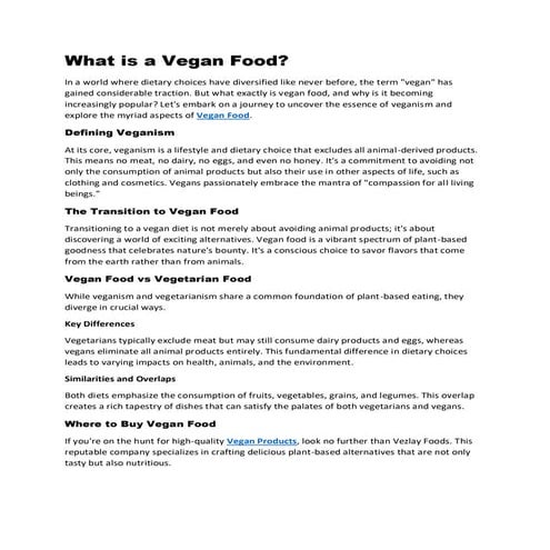 What is a Vegan Food? | PDF