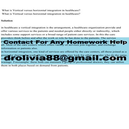 What is Vertical versus horizontal integration in healthcare W.pdf