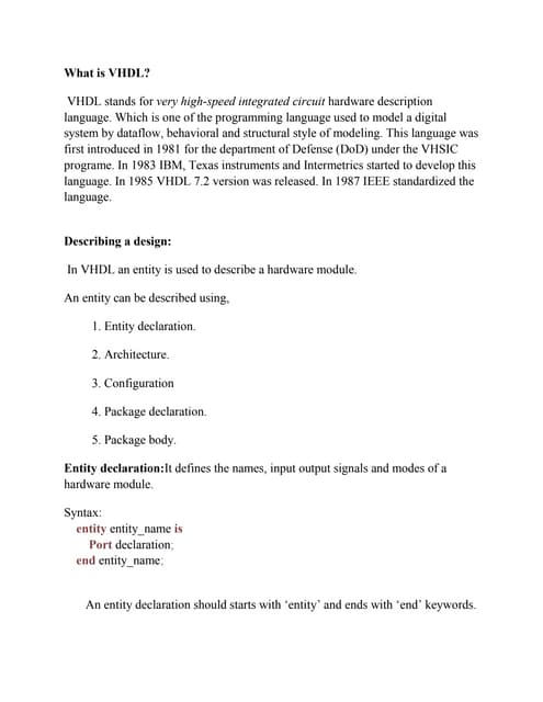 INTRODUCTION    TO    VHDL