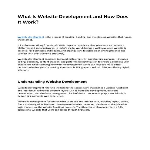 What Is Website Development and How Does It Work | PDF