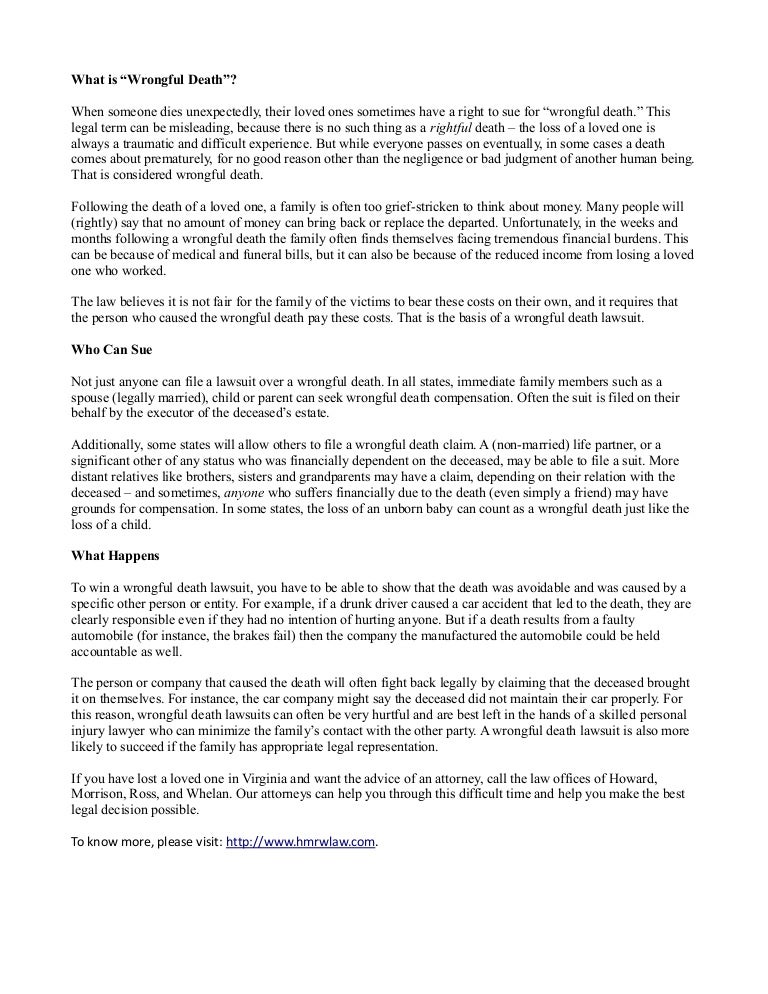 What is “Wrongful Death”?