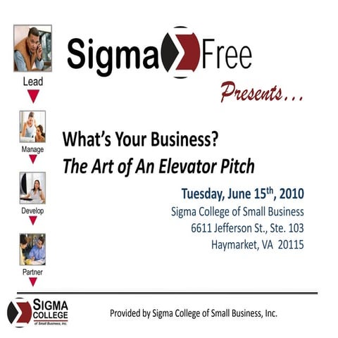 What's Your Business? The Art of An Elevator Pitch