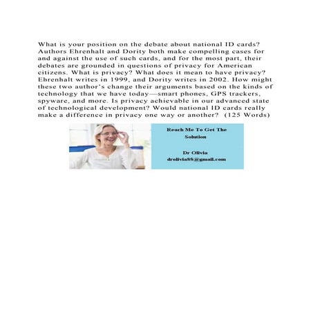 What is your position on the debate about national ID cards Autho.docx