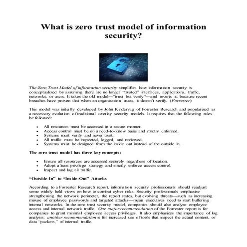 What is zero trust model of information security?