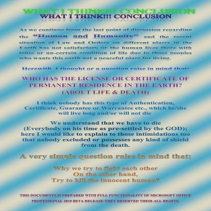 What I think !!! Conclusion