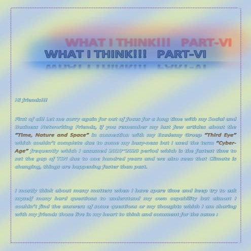 What I think !!! Part-VII