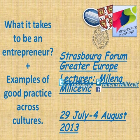 What it takes to be an entrepreneur? Milena Milicevic at Strasbourg Meetings ...