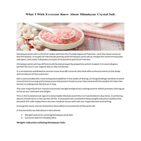 What i wish everyone knew about 1