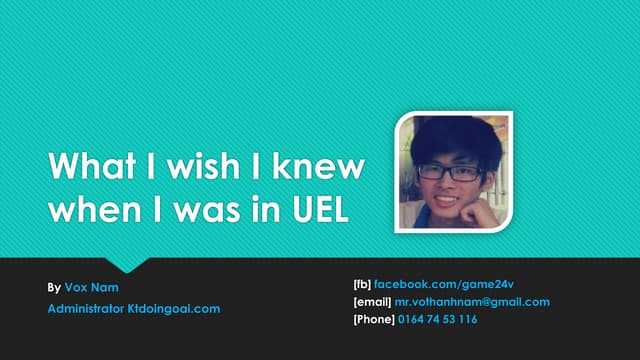What i wish i knew when i studied in UEL