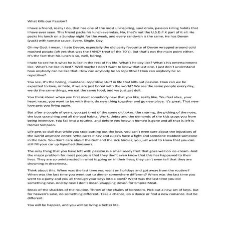 What kills our passion