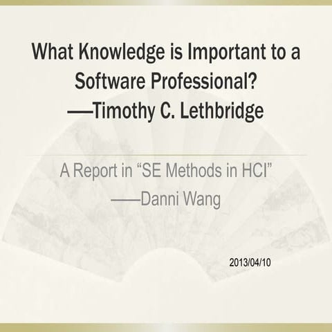 What knowledge is important to a software professional report
