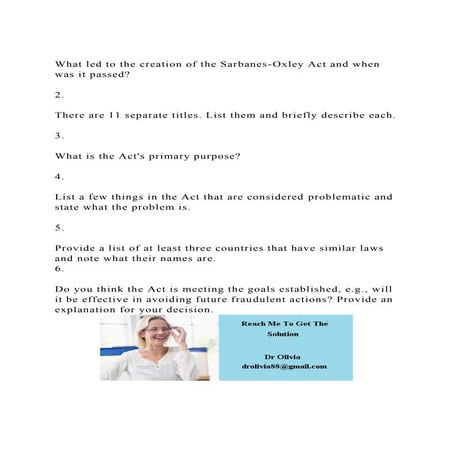 What led to the creation of the Sarbanes-Oxley Act and when was it.docx