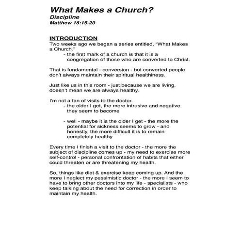 What makes a church discipline matt 18.15-20