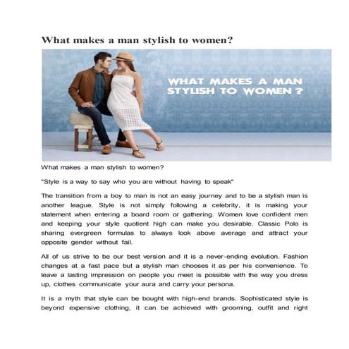 What makes a man stylish to women