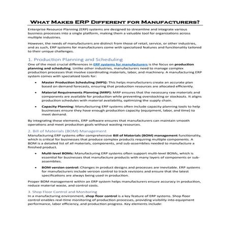 What Makes ERP Different for Manufacturers
