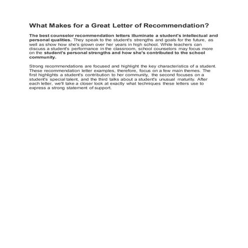 What makes for a great letter of recommendation