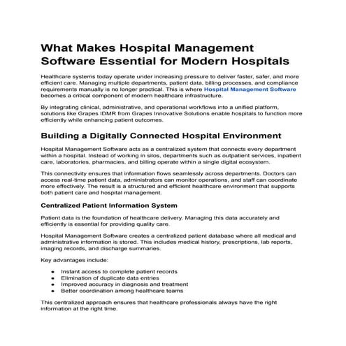 Why Hospital Management Software is Vital for Modern Healthcare ...