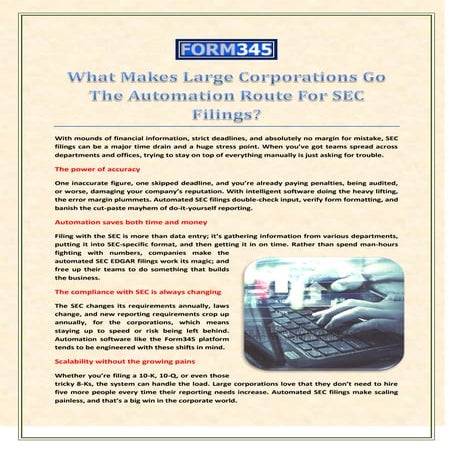 What Makes Large Corporations Go The Automation Route For SEC Filings
