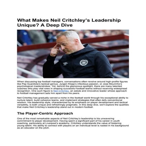 What Makes Neil Critchley’s Leadership Unique? A Deep Dive | DOCX