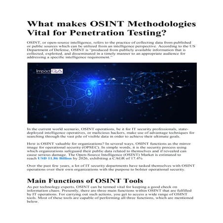 What makes OSINT Methodologies Vital for Penetration Testing?