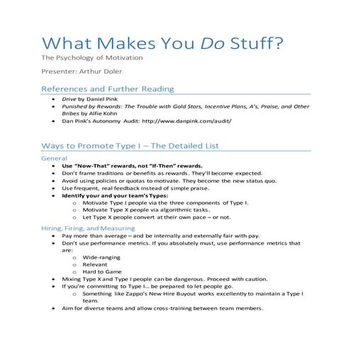 What Makes You DO Stuff? - The Psychology of Motivation (Handout, Prairie.Code() 2016)