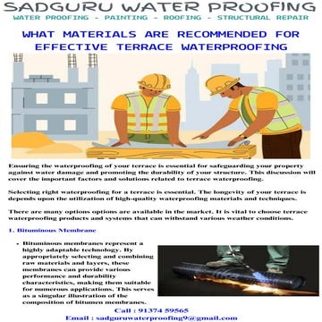 What materials are recommended for effective terrace waterproofing | PDF