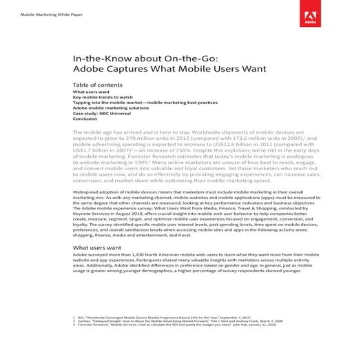 What Mobile Users Want