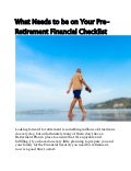 What Needs to be on Your Pre Retirement Financial Checklist