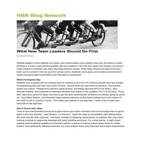 What new team leaders should do first