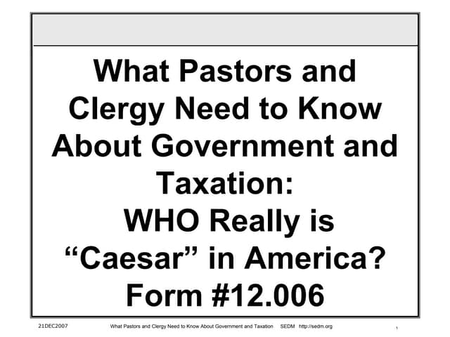What Pastors and Clergy Need to Know About Government and Taxation, Form #12.006