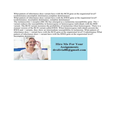 What pattern of inheritance does variant have with the RCH gene at the.docx